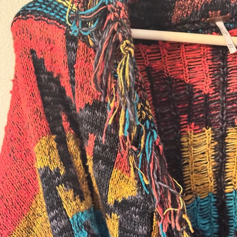 Free people Wild West southwest belted cardigan sweater Aztec xs but fits big - Picture 5 of 12